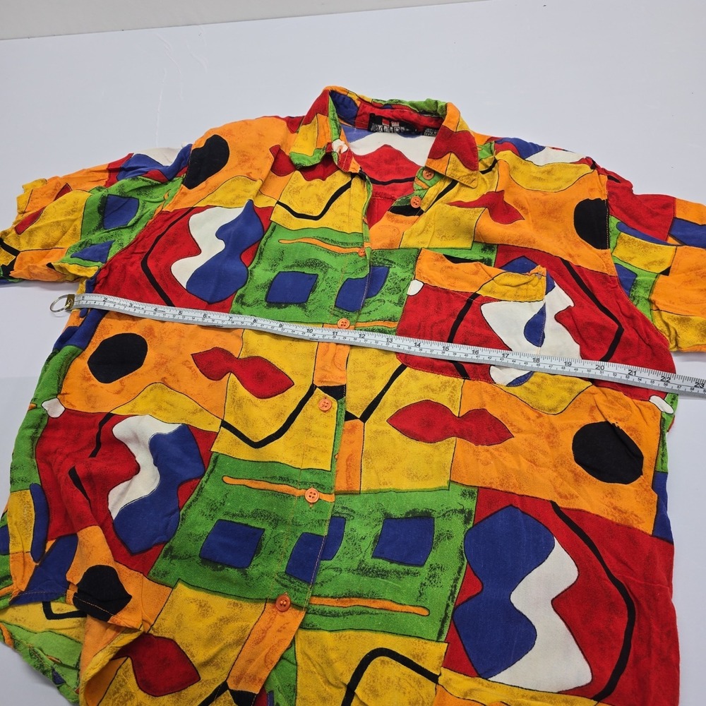 Tribes For Her Vintage 90s Abstract Geometric Button Down Shirt Womens Large L - Picture 4 of 5